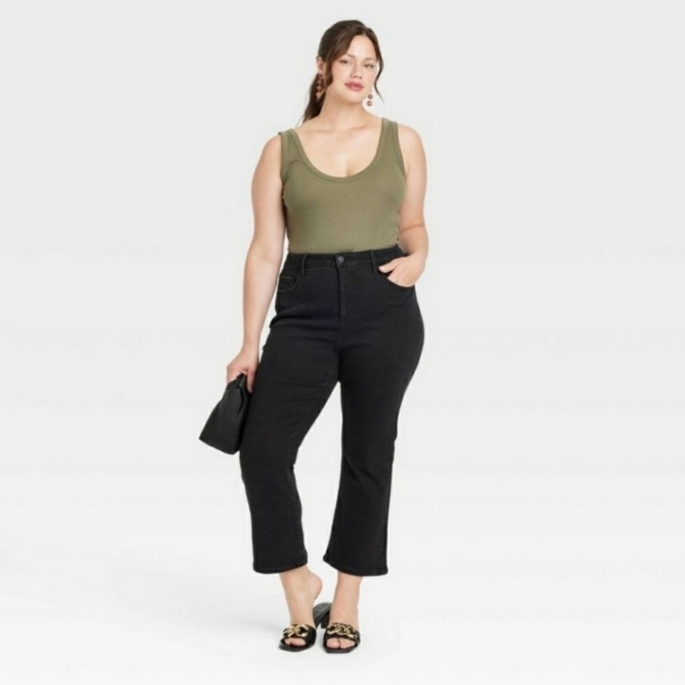 Ava & Viv Women's High-rise Ankle Bootcut Black Jeans - 24W R